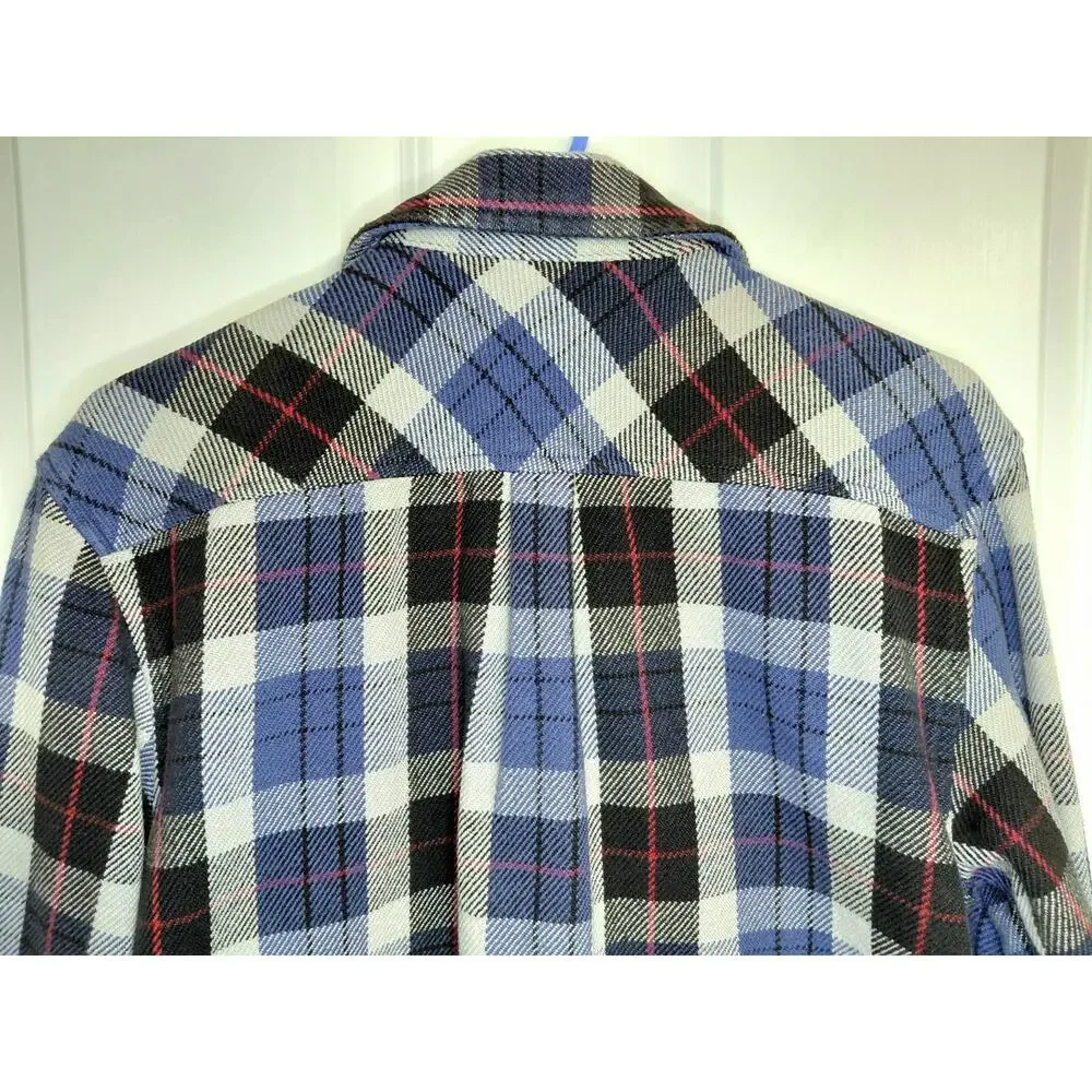 The North Face Valley Twill Flannel Shacket Mens S/M Blue Plaid Heavy Cabincore